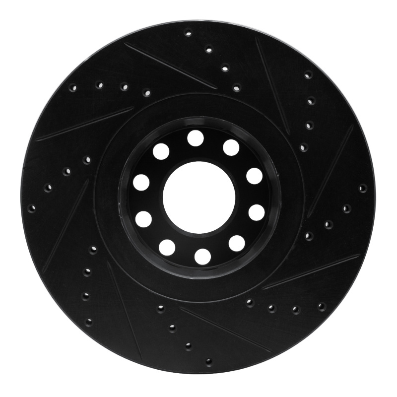 Volkswagen Passat Brake Rotor (1) - Front Left - R1 Concepts - Drilled & Slotted - Black - `02-`05